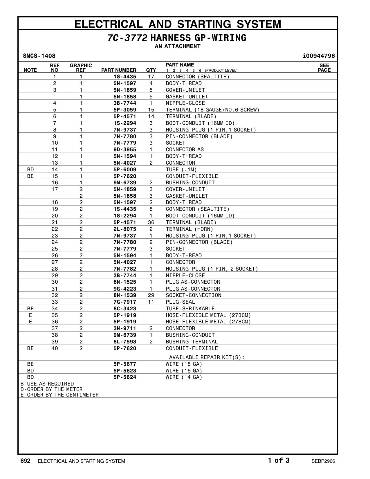 1S-4435 CONNECTOR (SEALTITE) CAT parts manual diagram