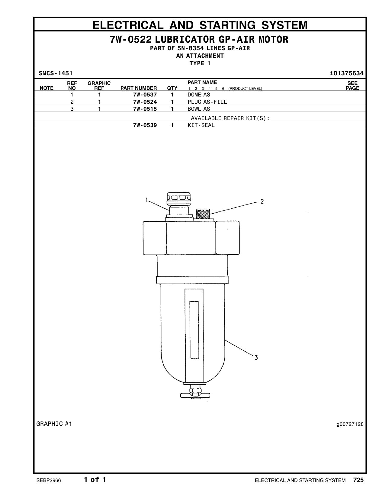 7W-0515 BOWL AS CAT parts manual diagram