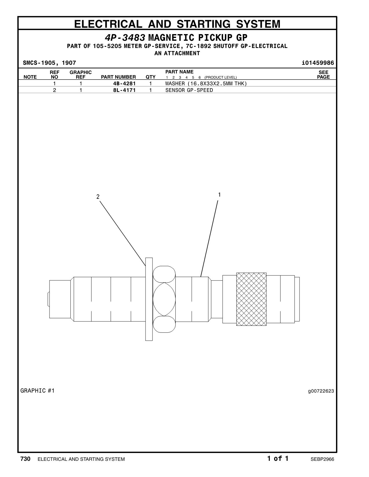 8L-4171 SENSOR GP-SPEED CAT parts manual diagram