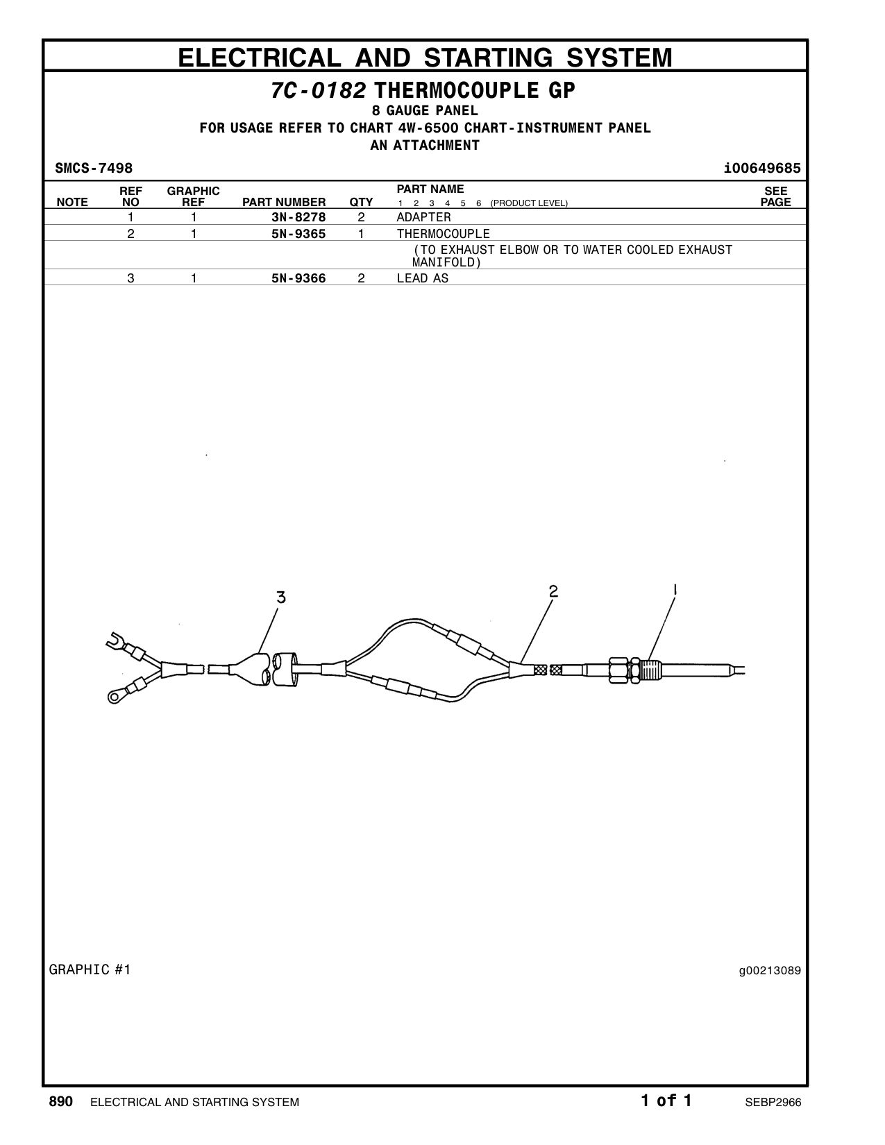 5N-9366 LEAD AS CAT parts manual diagram
