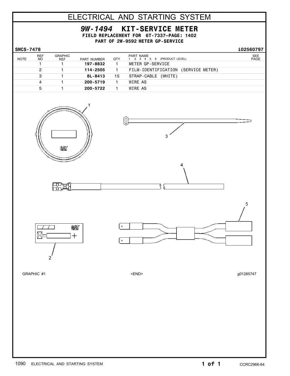 200-5719 WIRE AS CAT parts manual diagram