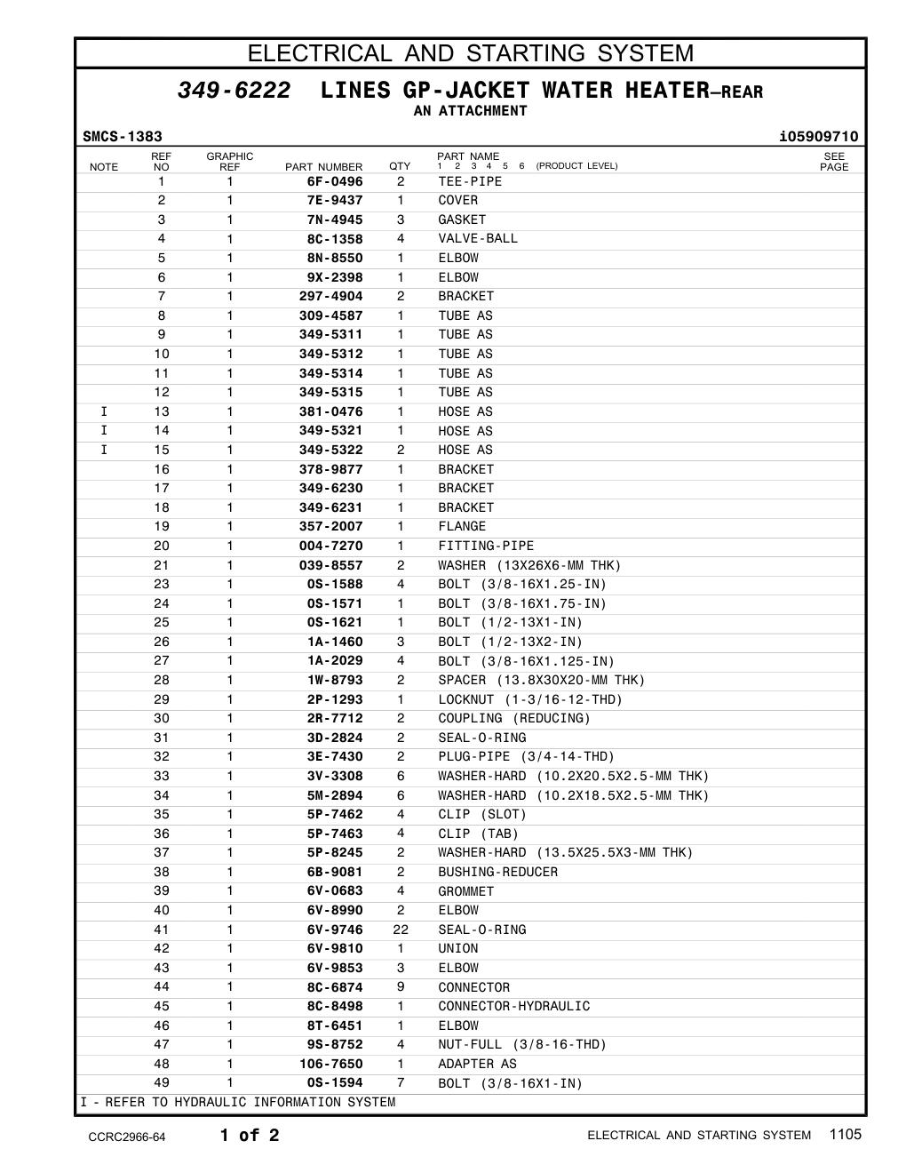 349-5311 TUBE AS CAT parts manual diagram