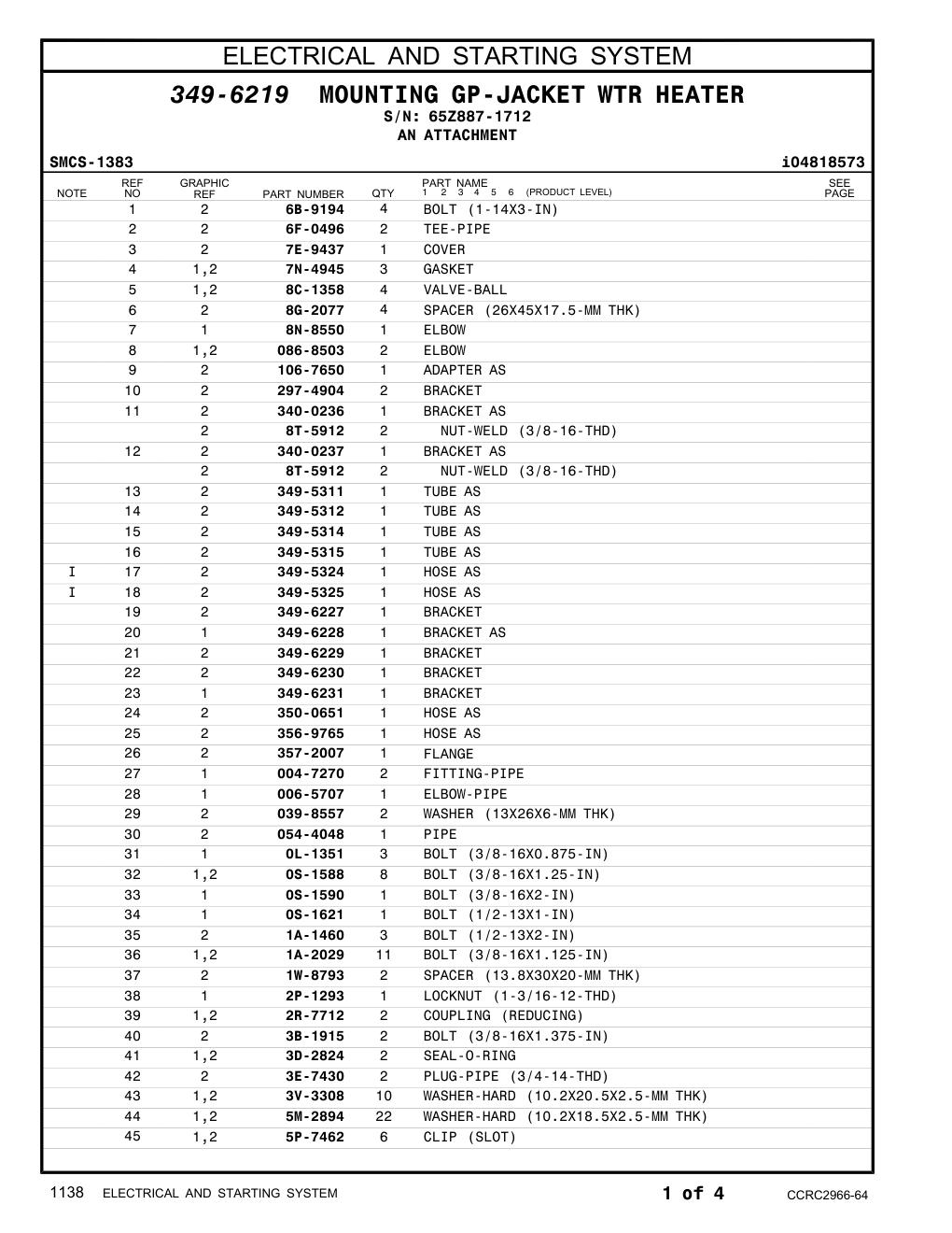 350-0651 HOSE AS · S/N 65Z887-1712 CAT parts manual diagram