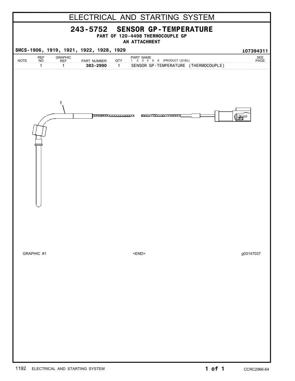 383-2990 - SENSOR GP-TEMPERATURE (THERMOCOUPLE)