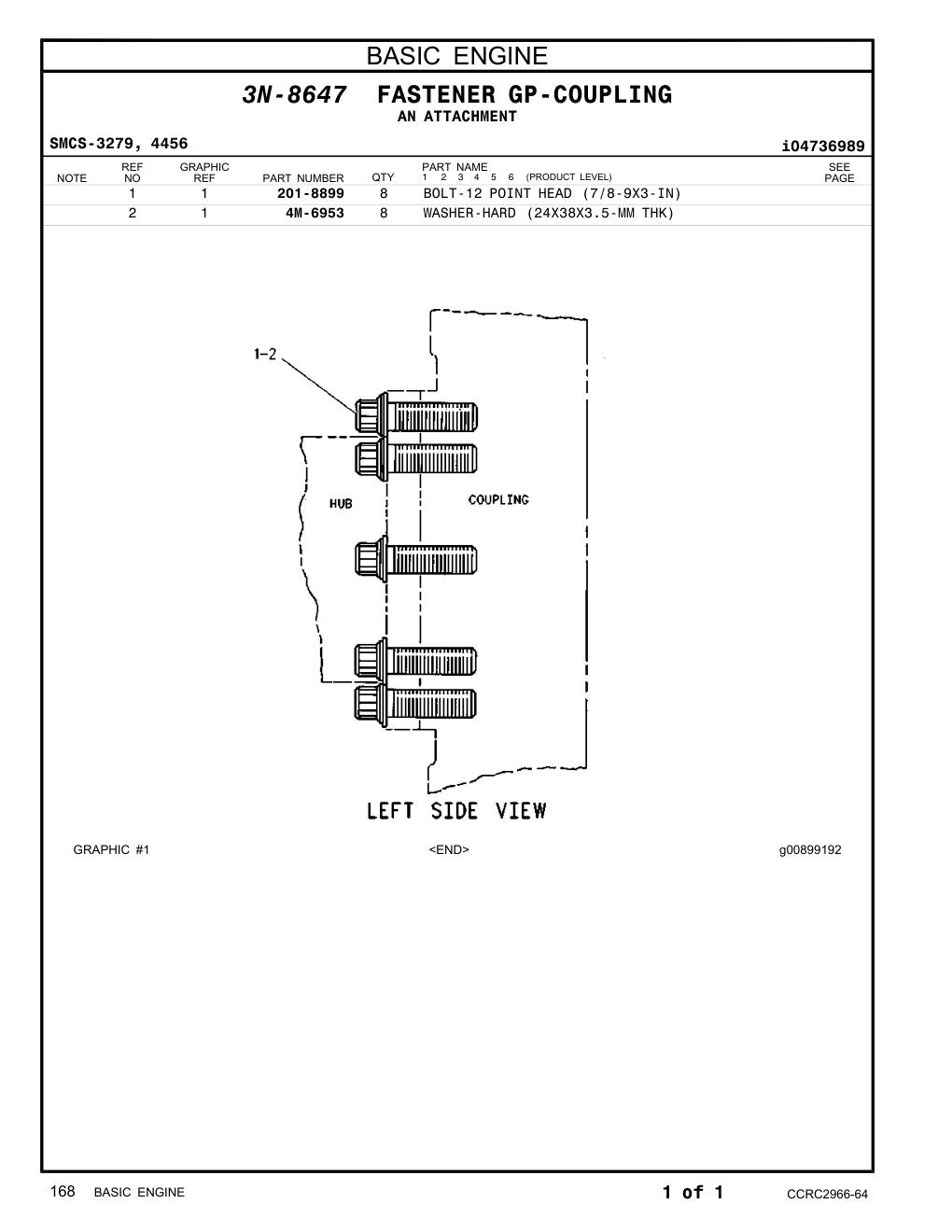 201-8899 BOLT-12 POINT HEAD (7/8-9X3-IN) CAT parts manual diagram