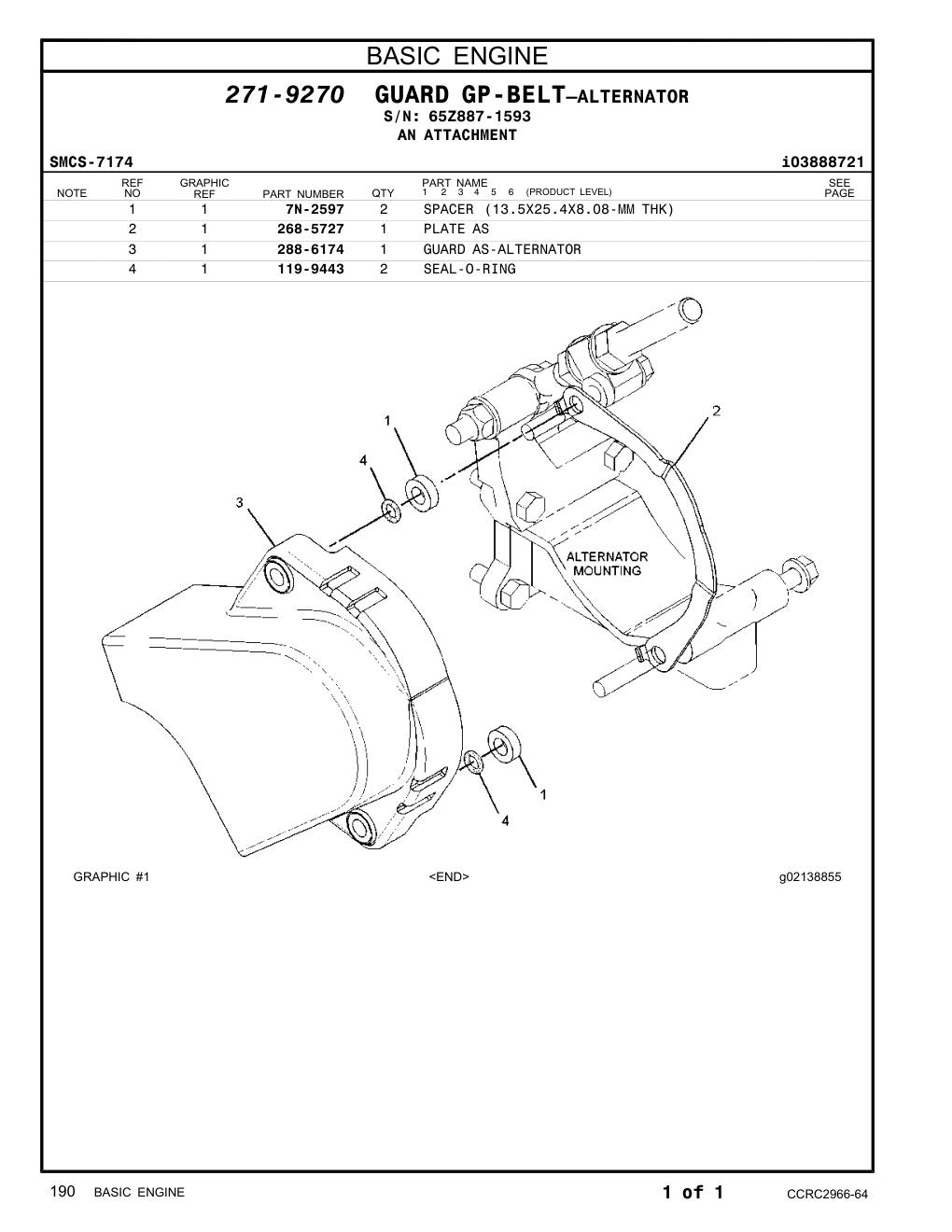 268-5727 PLATEAS · S/N 65Z887-1593 CAT parts manual diagram