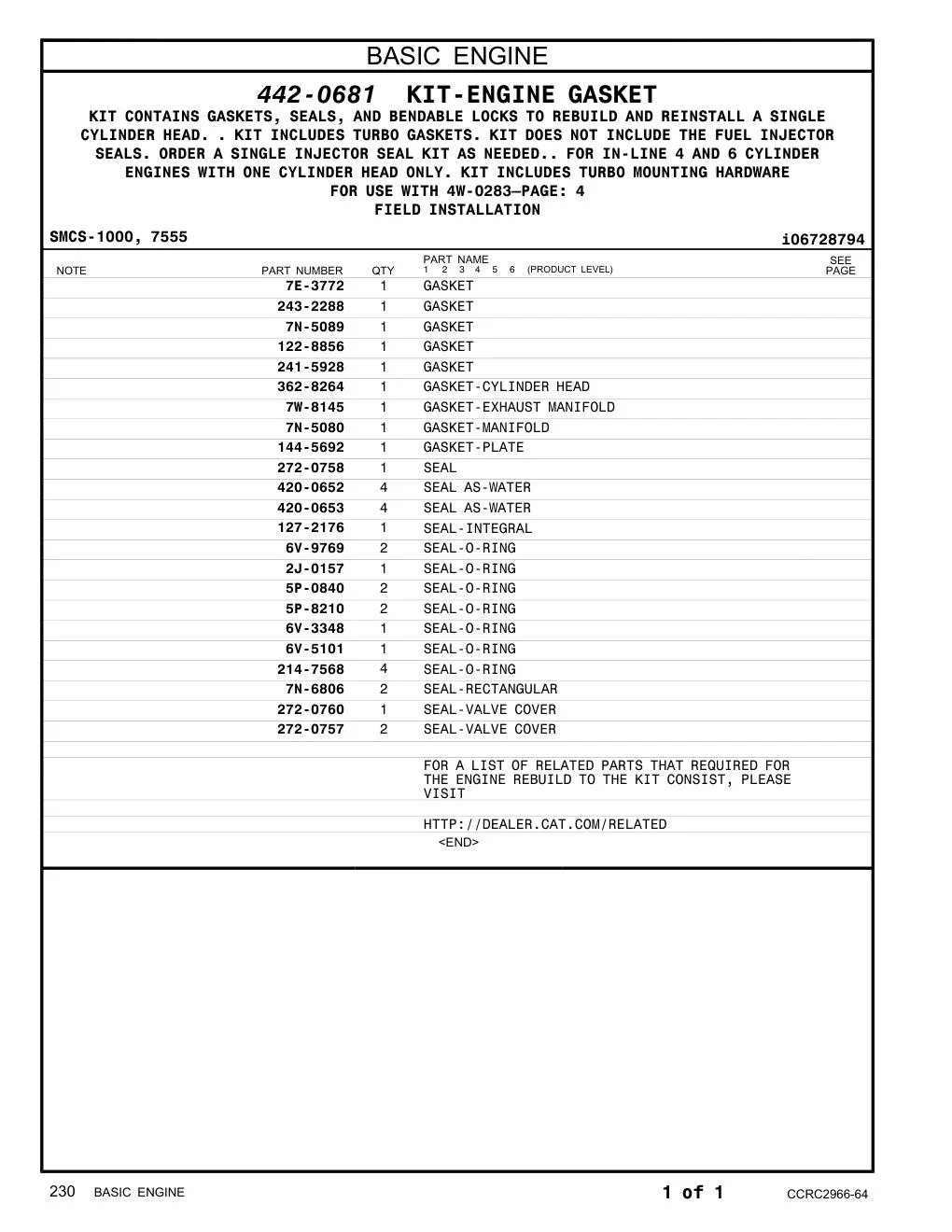 272-0760 - SEAL-VALVE COVER
