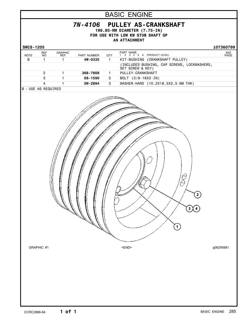 4W-0335 - KIT-BUSHING (CRANKSHAFT PULLEY)