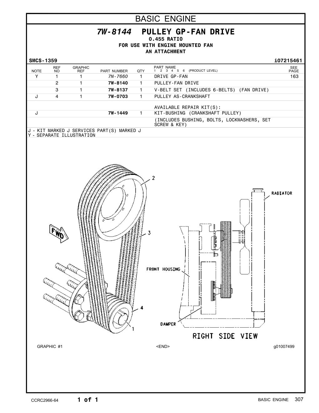 7W-8137 - V-BELT SET (INCLUDES 6-BELTS) (FAN DRIVE)