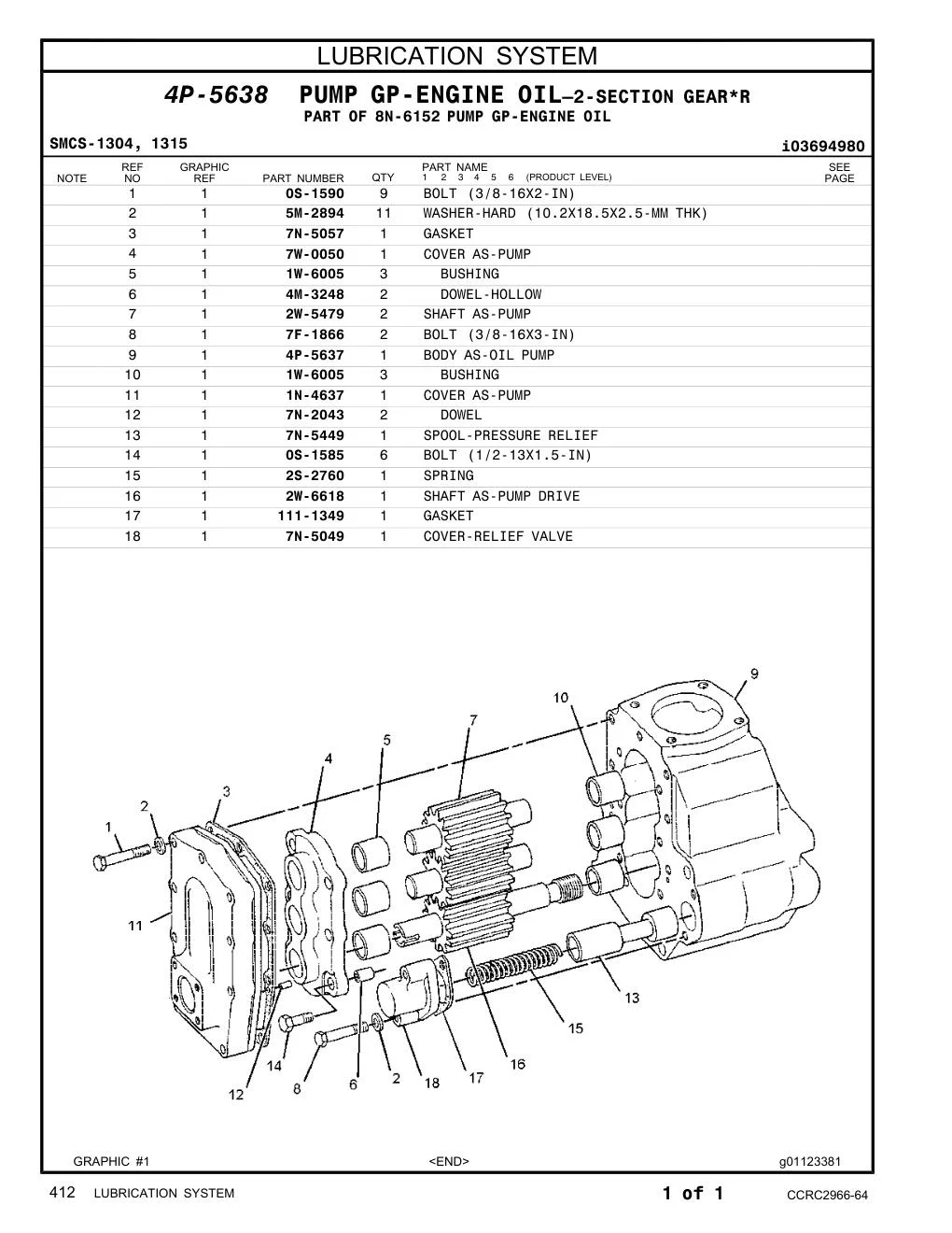 4P-5637 BODY AS-OIL PUMP CAT parts manual diagram