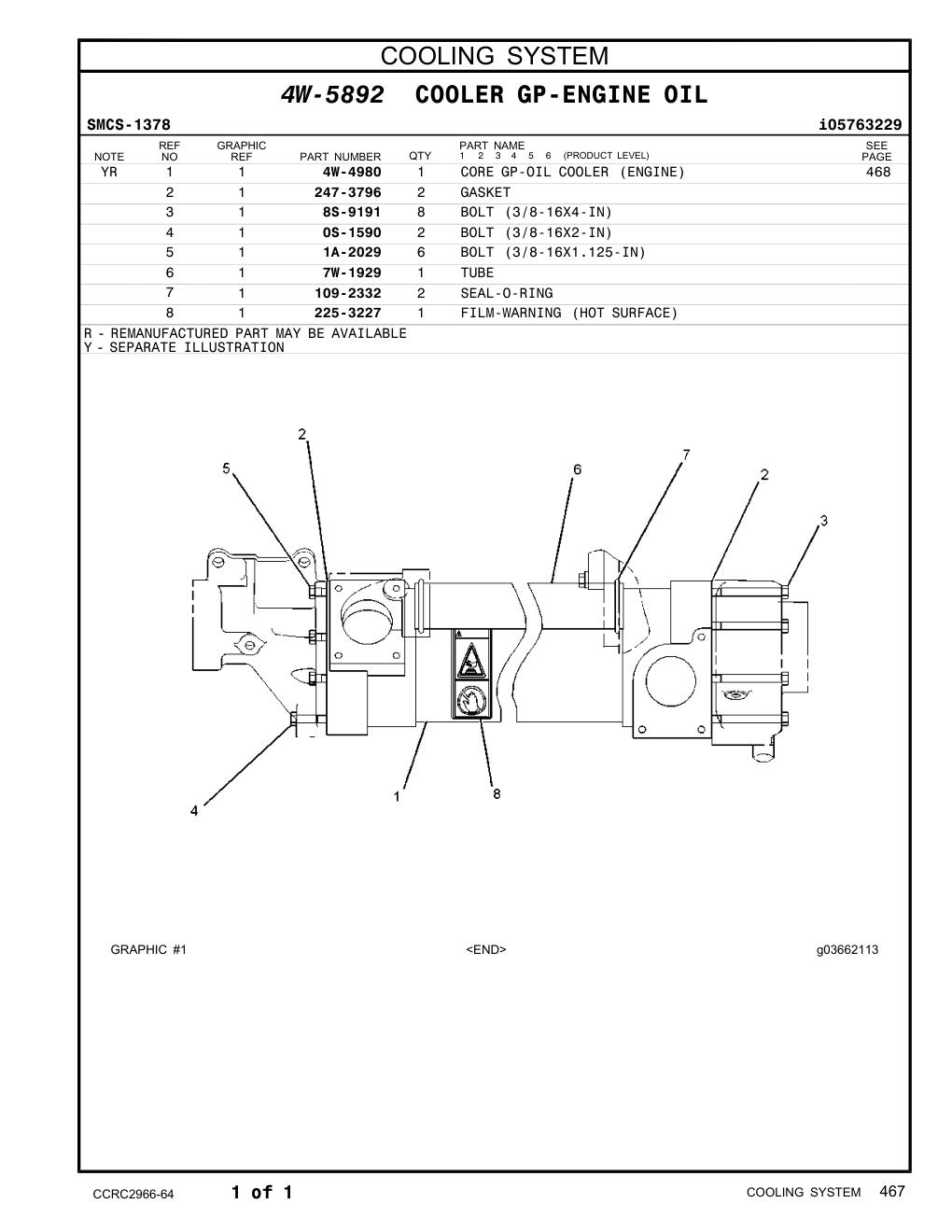 225-3227 FILM-WARNING (HOT SURFACE) CAT parts manual diagram