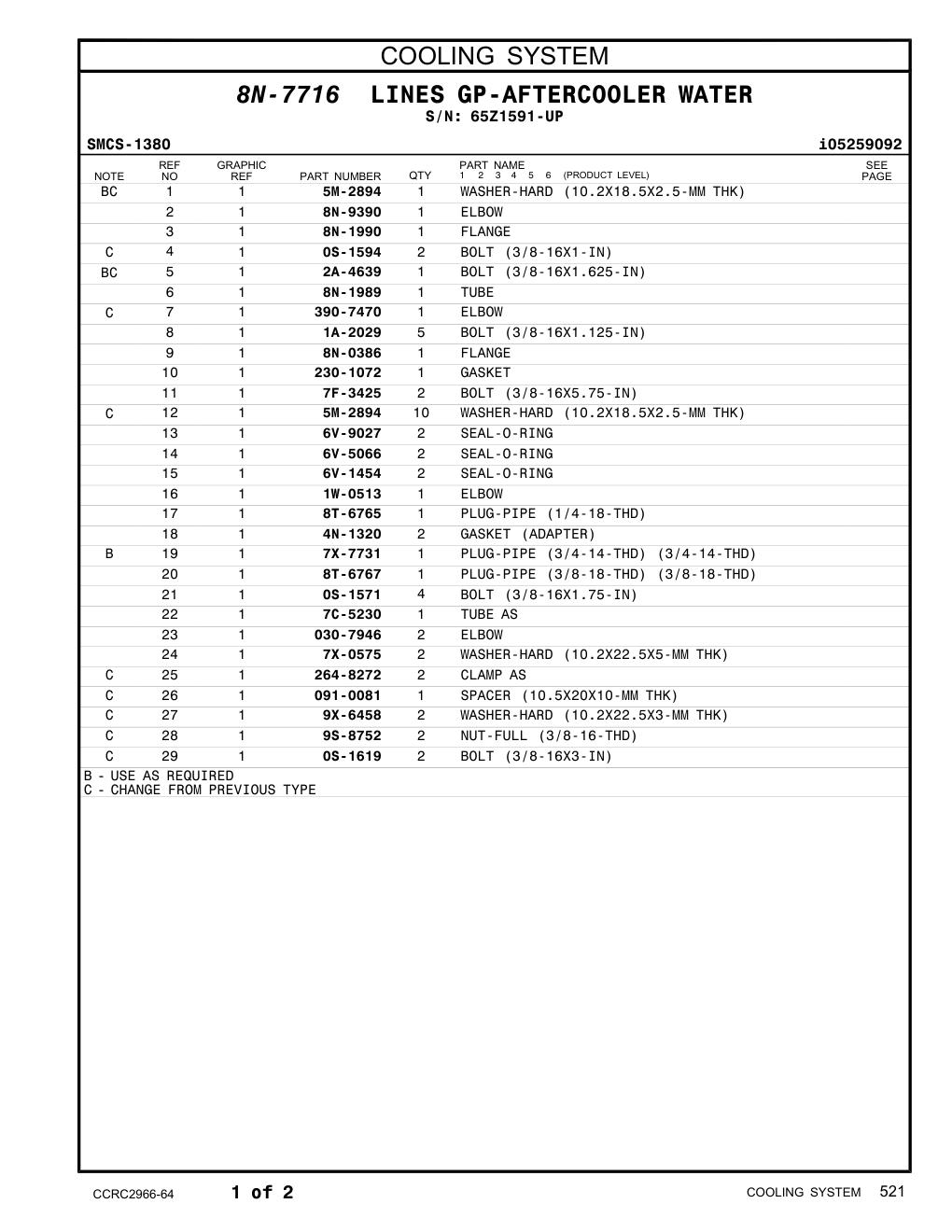 7C-5230 TUBE AS · S/N 65Z1591-UP CAT parts manual diagram