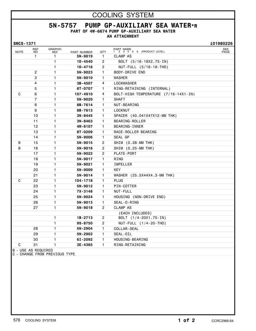 5N-9020 SHAFT CAT parts diagram