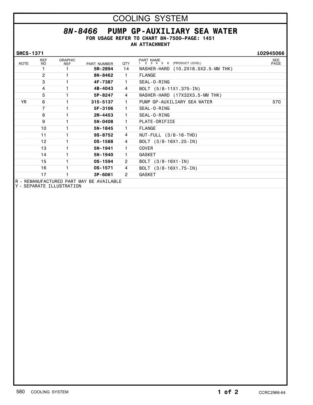 315-5137 - PUMP GP-AUXILIARY SEA WATER
