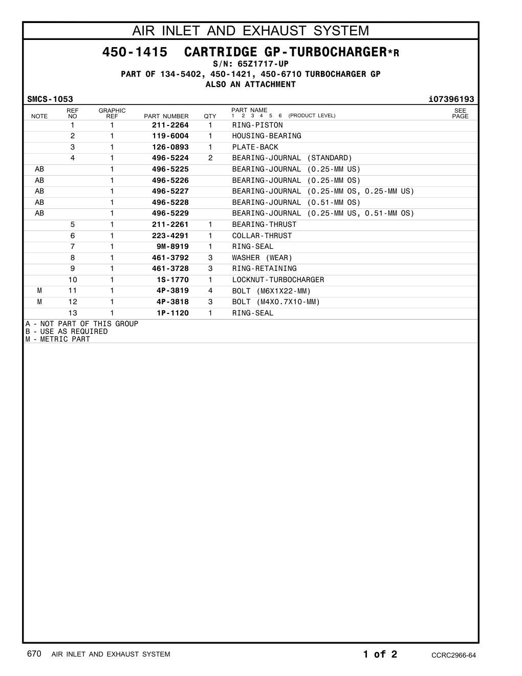 211-2264 RING-PISTON · S/N 65Z1717-UP CAT parts manual diagram