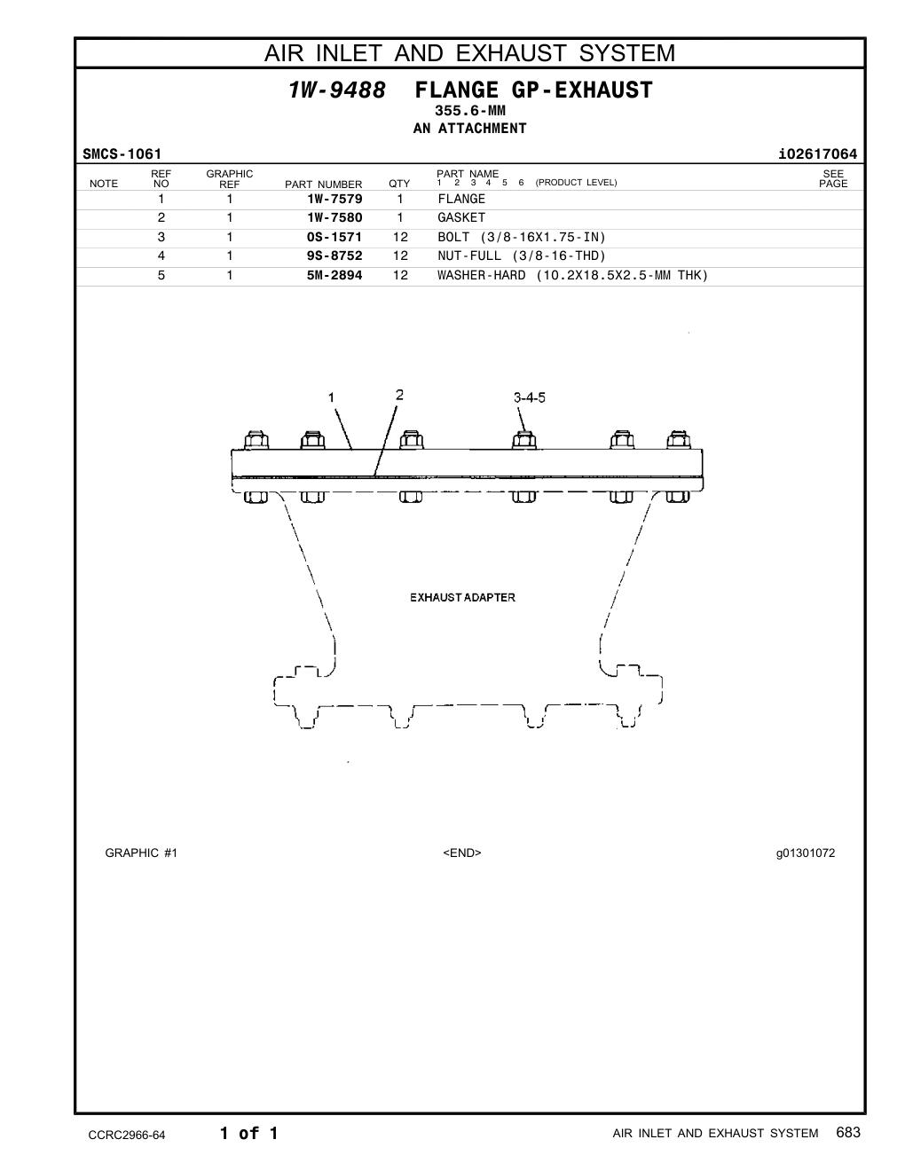1W-7580 GASKET CAT parts manual diagram