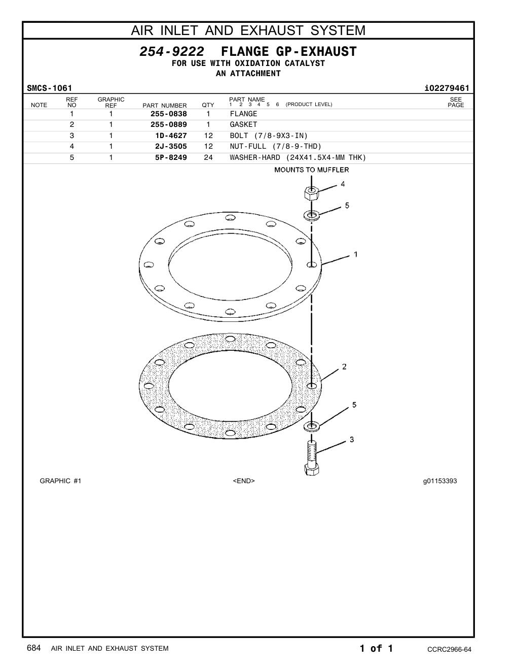 255-0838 FLANGE CAT parts manual diagram