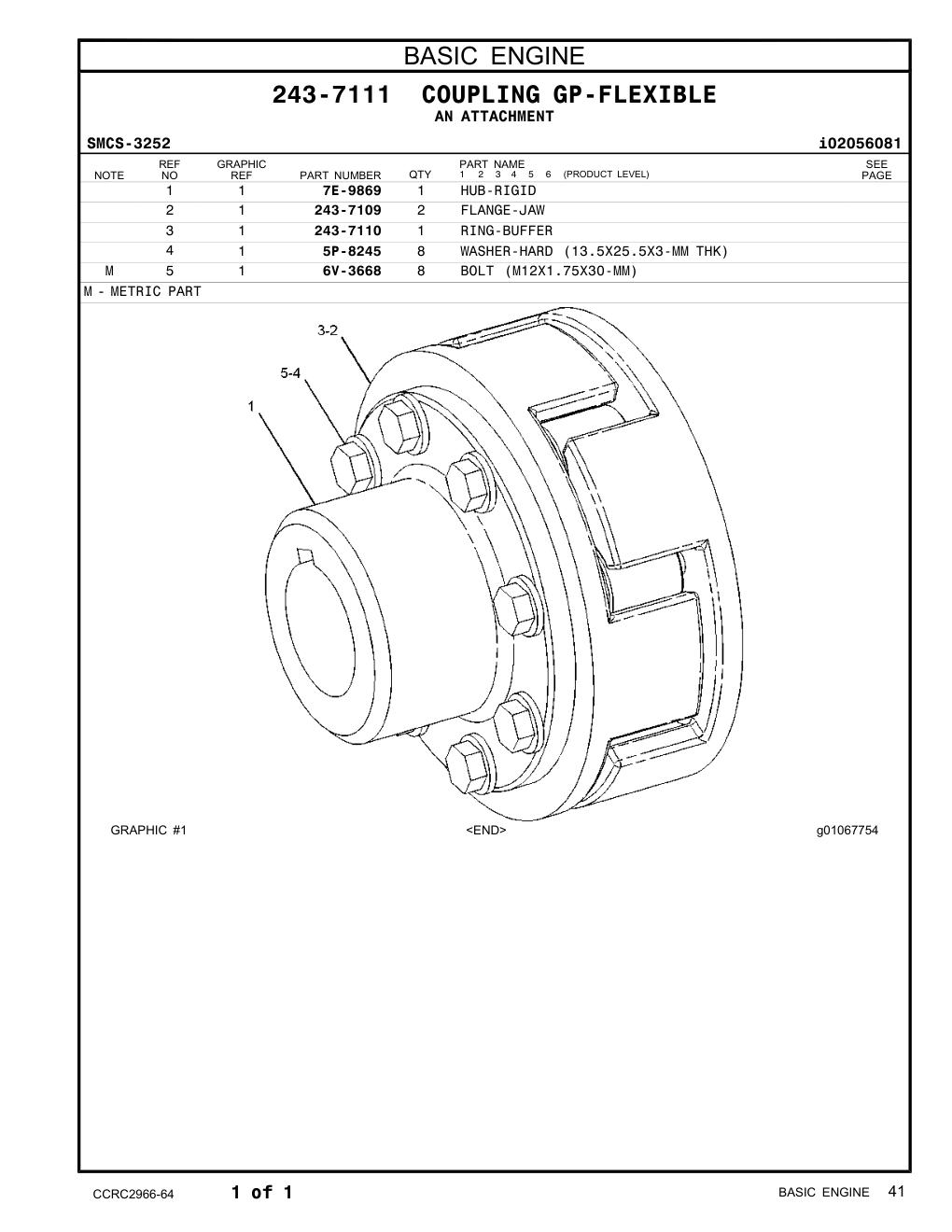 243-7109 FLANGE-JAW CAT parts manual diagram