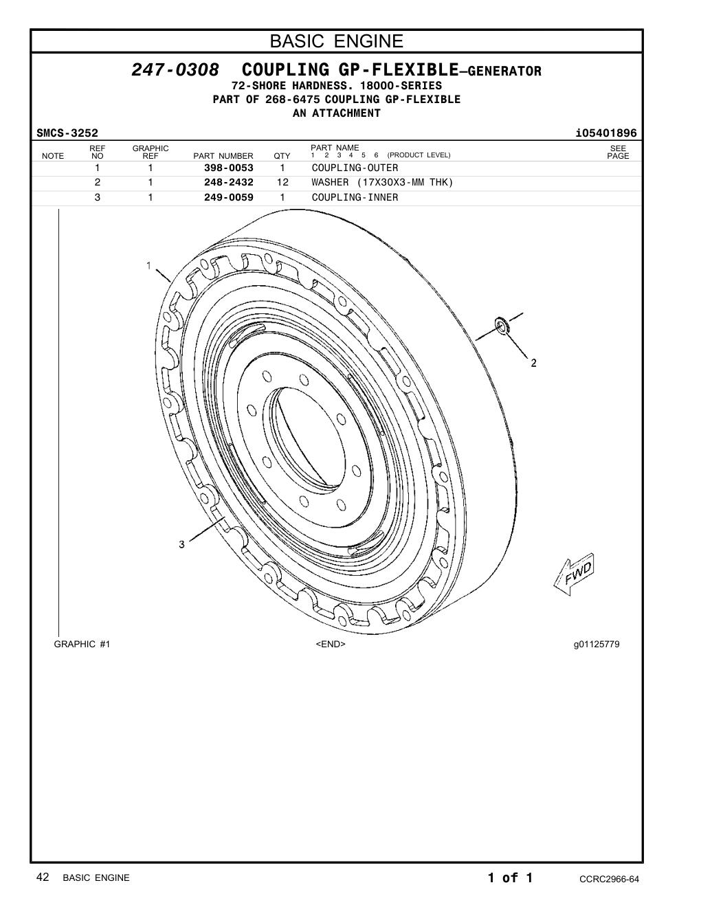 398-0053 COUPLING-OUTER CAT parts manual diagram
