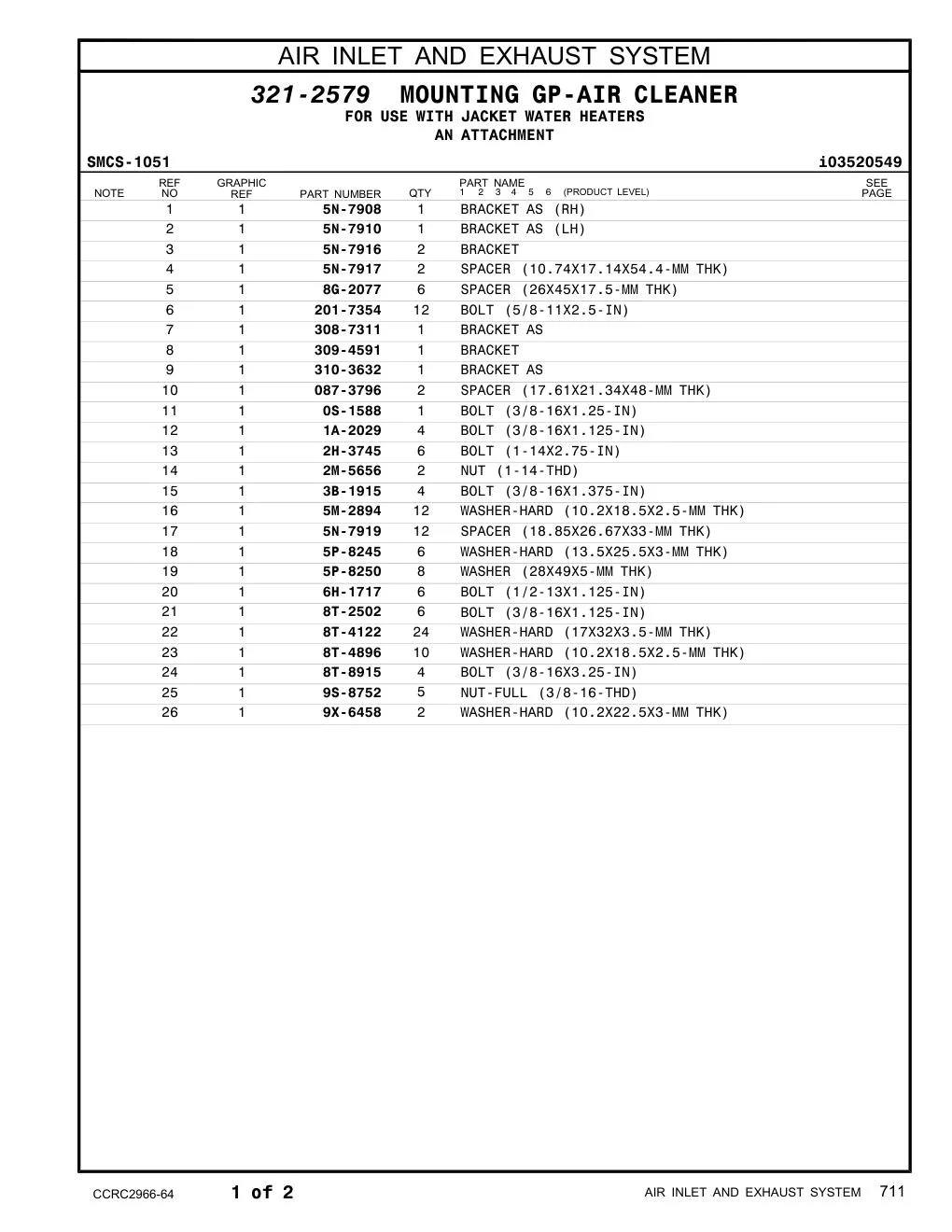 308-7311 BRACKET AS CAT parts manual diagram