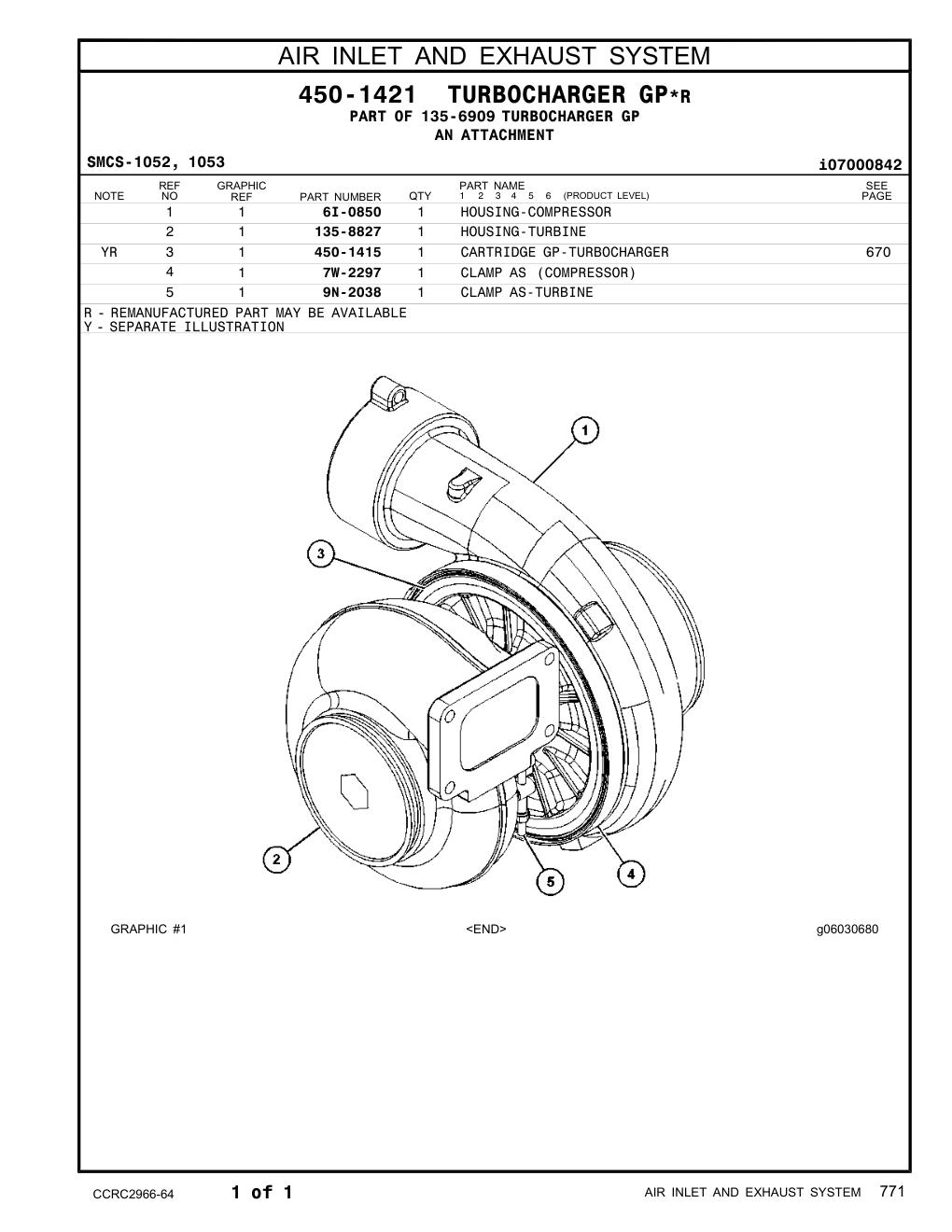 135-8827 HOUSING-TURBINE CAT parts manual diagram