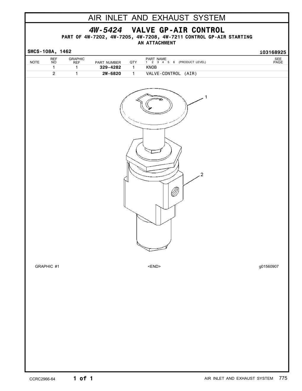 329-4282 KNOB CAT parts manual diagram