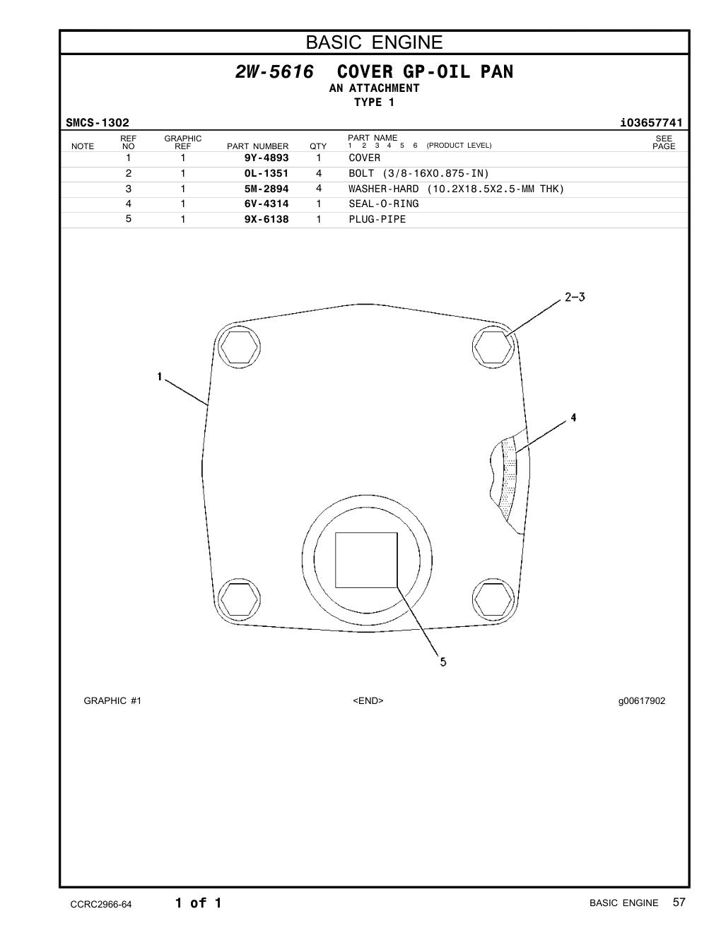 9Y-4893 COVER CAT parts manual diagram