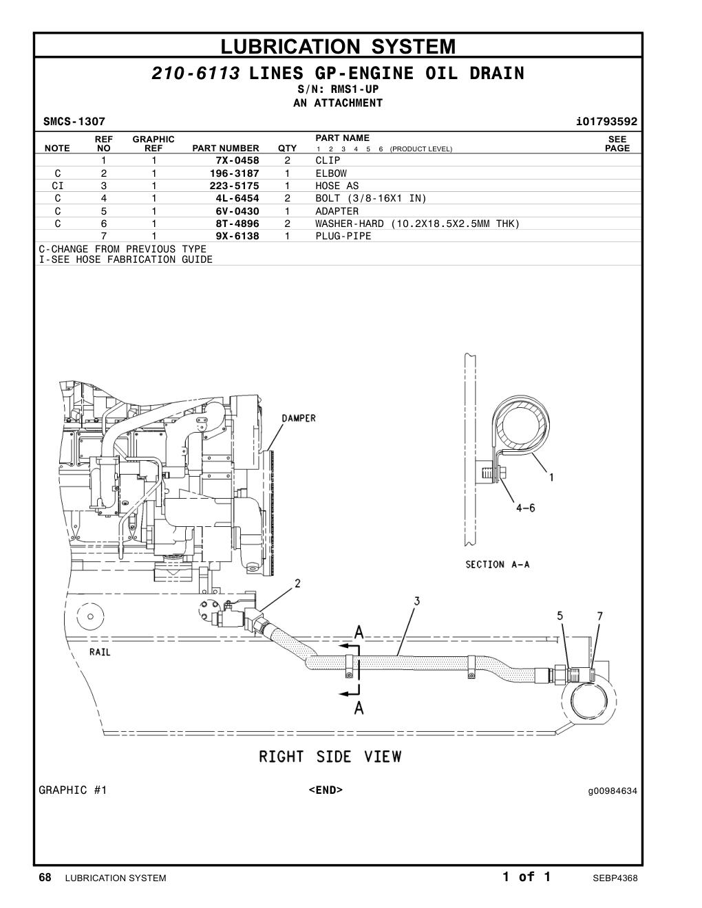 7X-0458 CLIP · S/N RMS1-UP CAT parts manual diagram