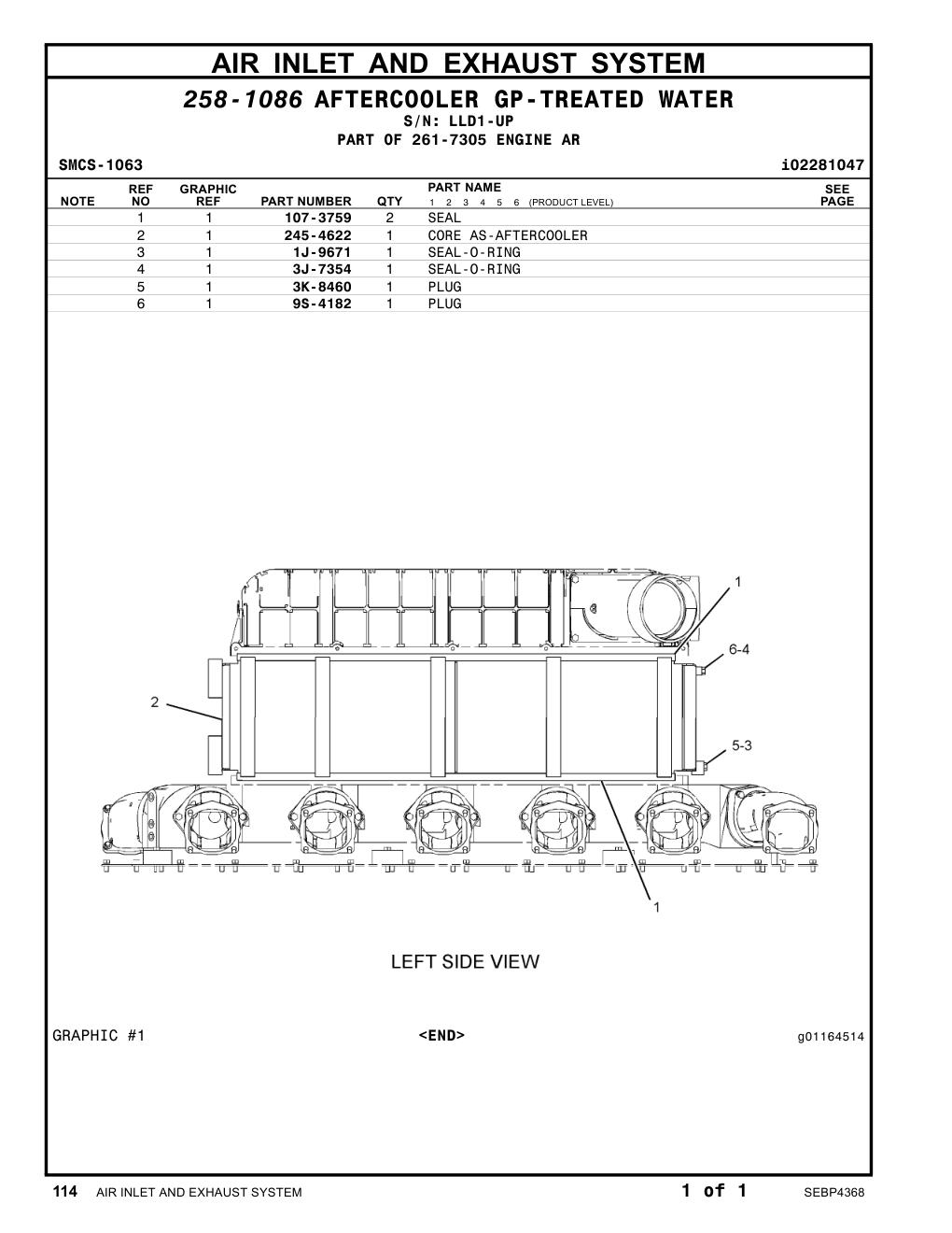 107-3759 SEAL · S/N LLD1-UP CAT parts manual diagram