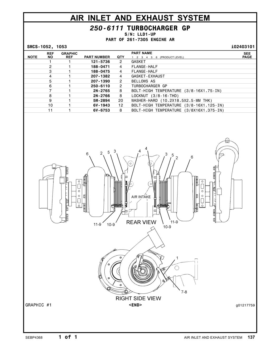 207-1390 BELLOWS AS · S/N LLD1-UP CAT parts manual diagram