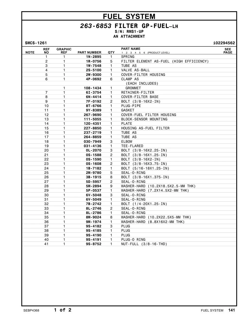 264-8859 TUBEAS · S/N RMS1-UP CAT parts manual diagram