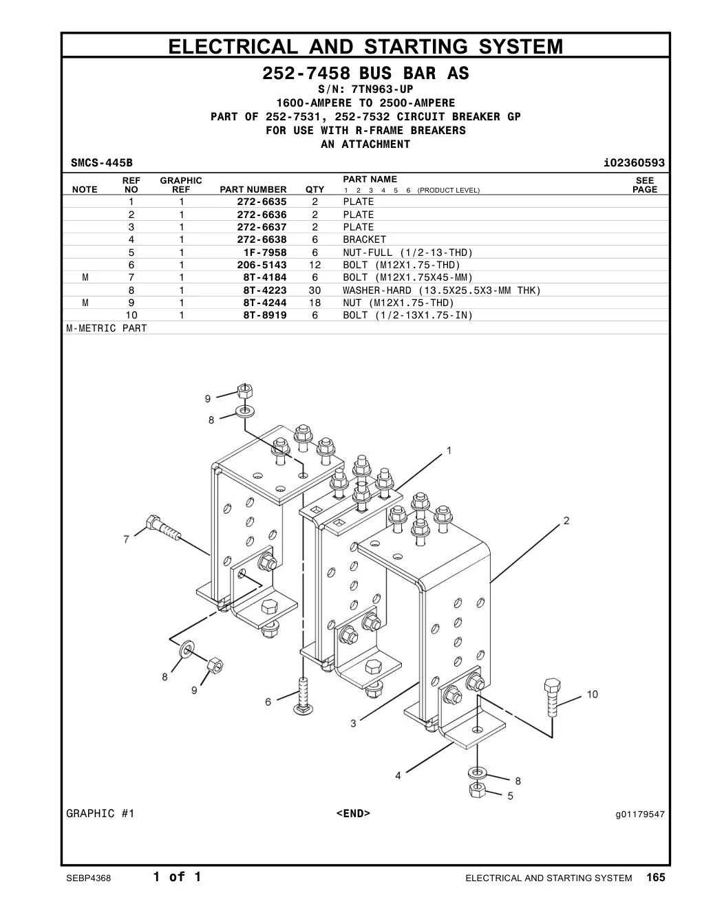 272-6637 PLATE · S/N 7TN963-UP CAT parts manual diagram