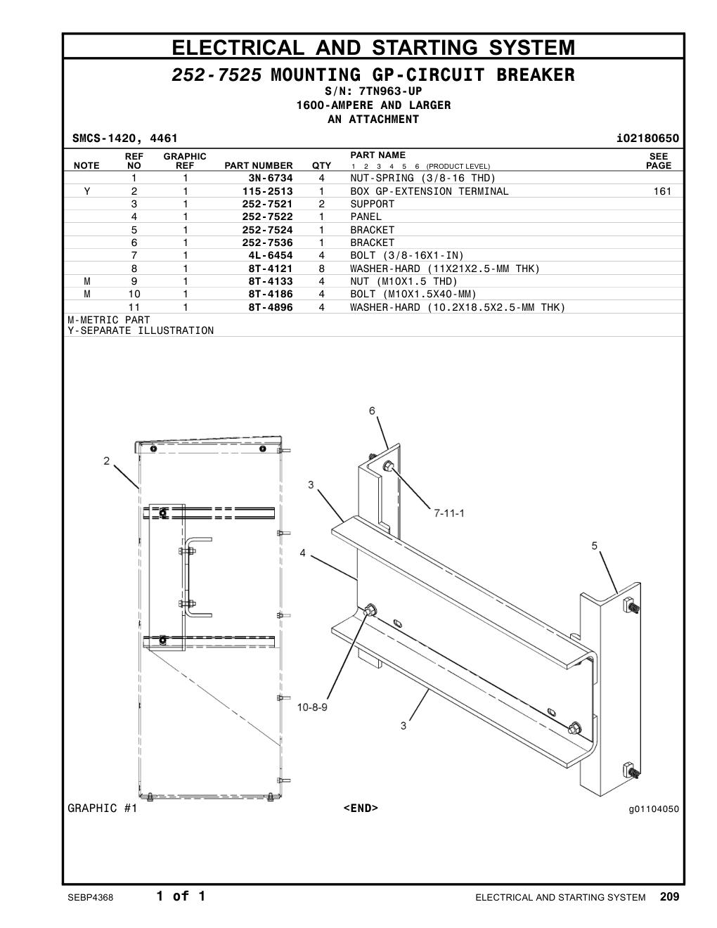 252-7524 BRACKET · S/N 7TN963-UP CAT parts manual diagram