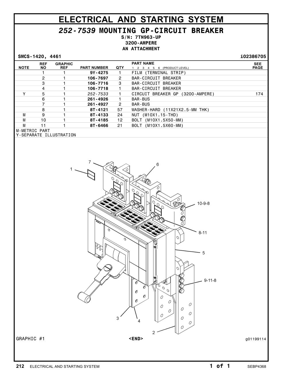261-4927 BAR-BUS · S/N 7TN963-UP CAT parts manual diagram