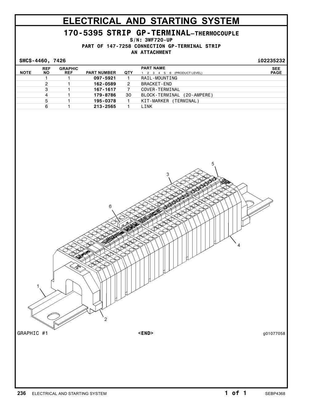 179-8786 BLOCK-TERMINAL (20-AMPERE) · S/N 3WF720-UP CAT parts manual diagram