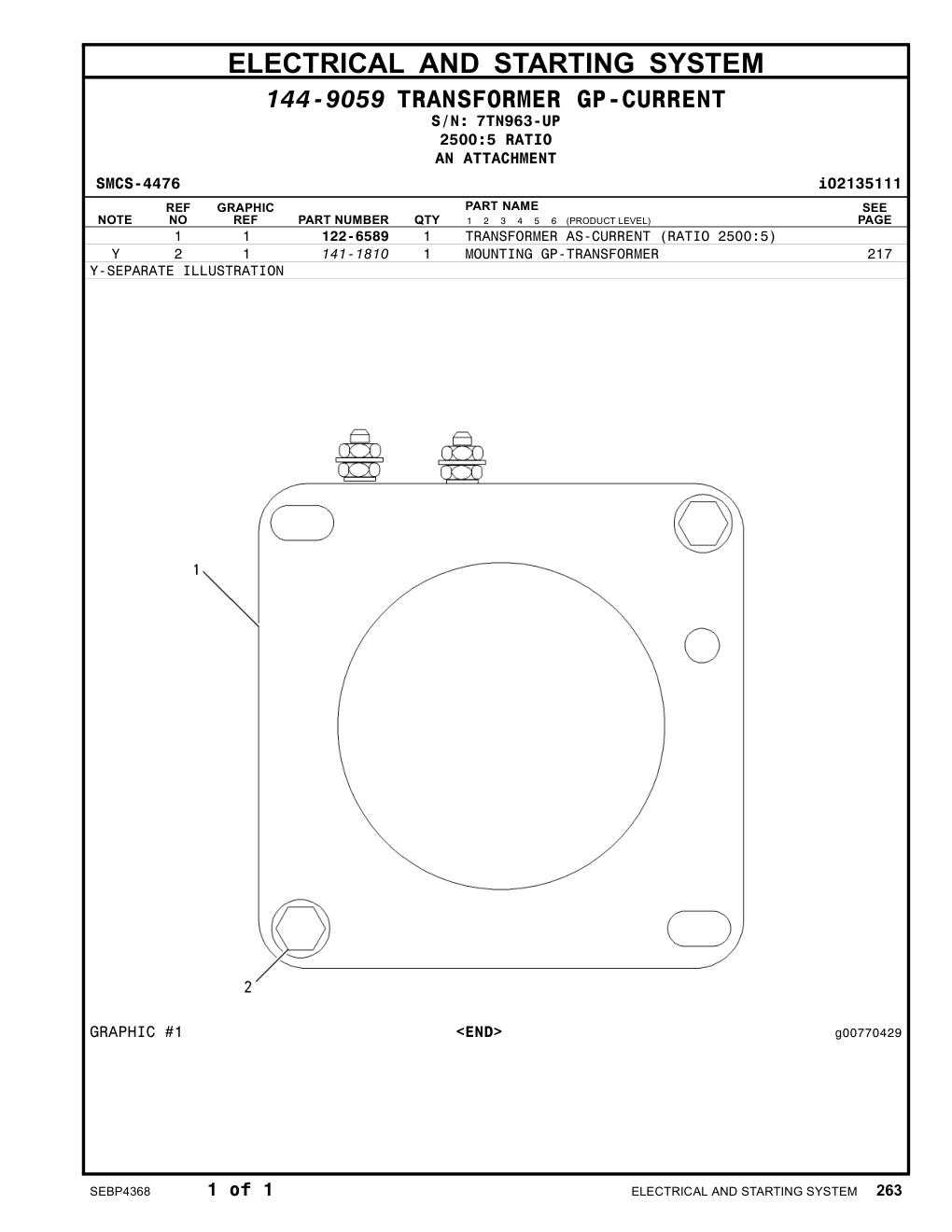 122-6589 - TRANSFORMER AS-CURRENT (RATIO 2500:5)