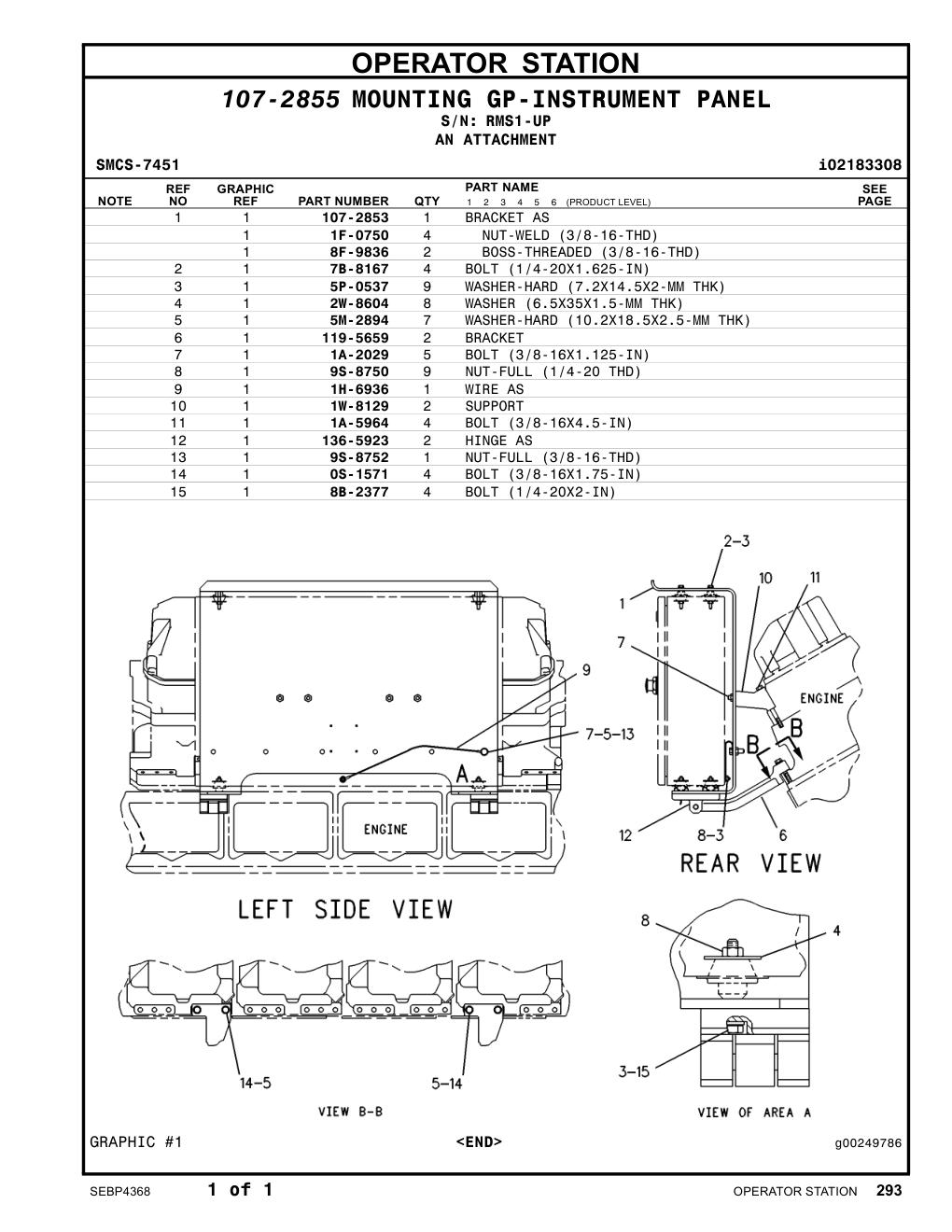 8F-9836 BOSS(3/8-16-THD) · S/N RMS1-UP CAT parts manual diagram
