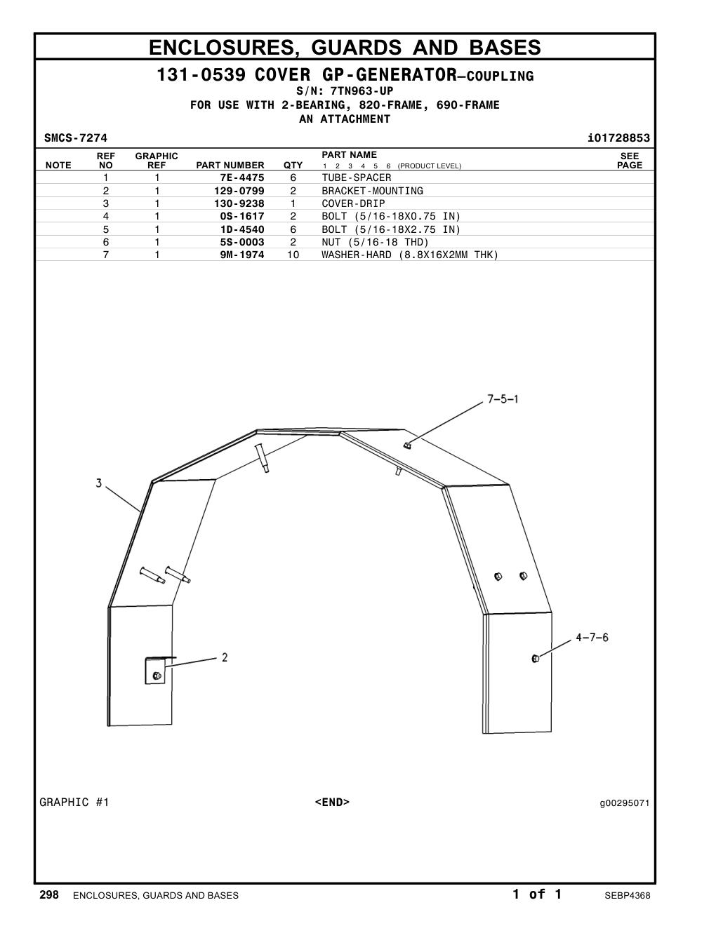 129-0799 BRACKET-MOUNTING · S/N 7TN963-UP CAT parts manual diagram