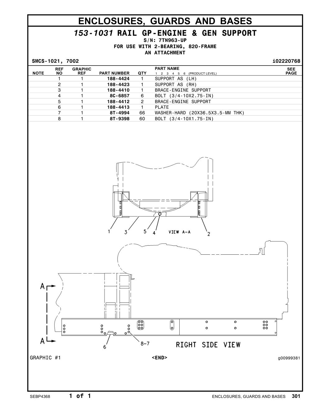 188-4413 PLATE · S/N 7TN963-UP CAT parts manual diagram
