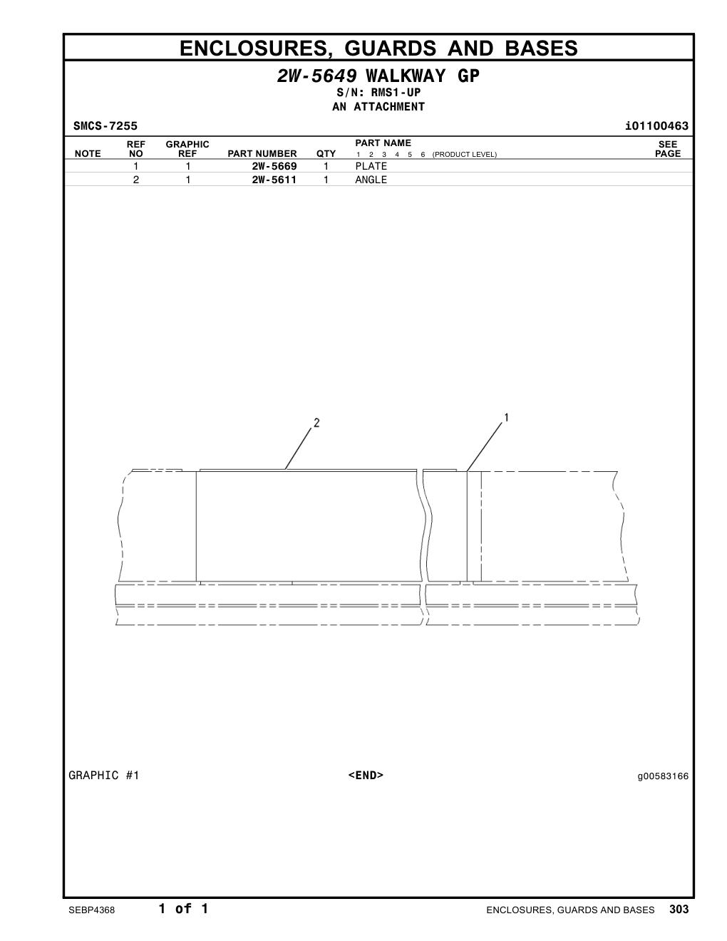 2W-5611 ANGLE · S/N RMS1-UP CAT parts manual diagram