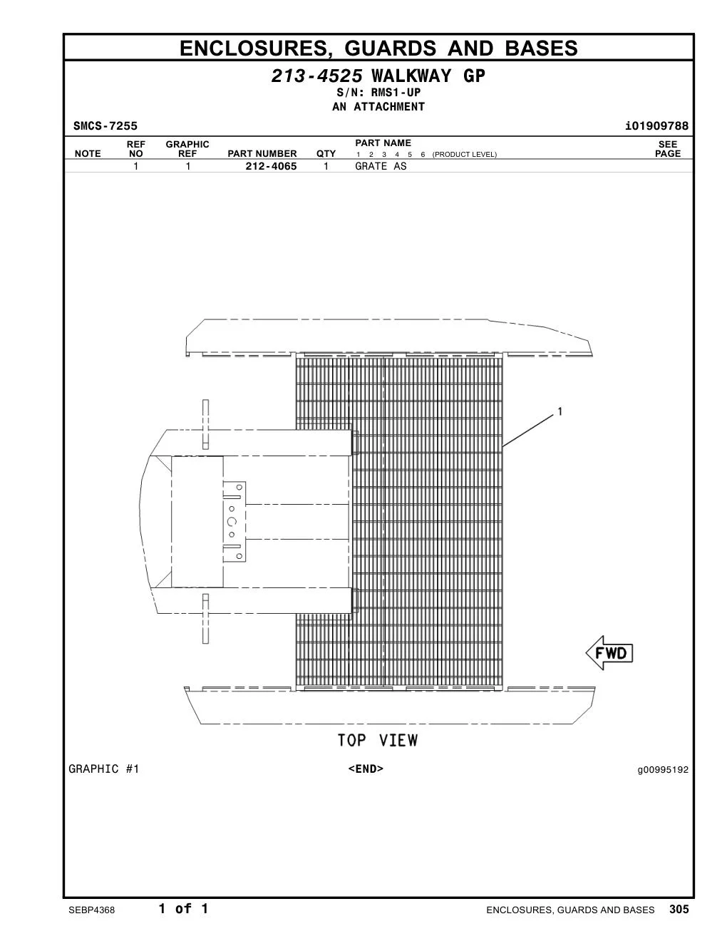212-4065 GRATE AS · S/N RMS1-UP CAT parts manual diagram