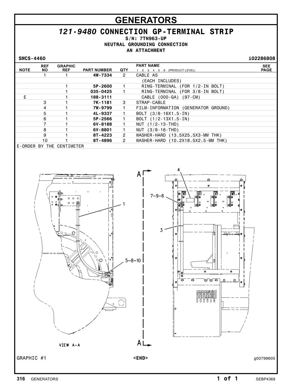 5P-2600 RING-TERMINAL (FOR 1/2-IN BOLT) · S/N 7TN963-UP CAT parts manual diagram