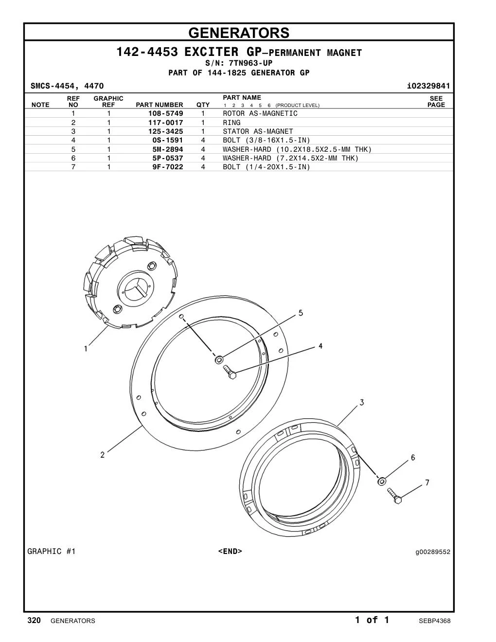 125-3425 STATOR AS-MAGNET · S/N 7TN963-UP CAT parts manual diagram