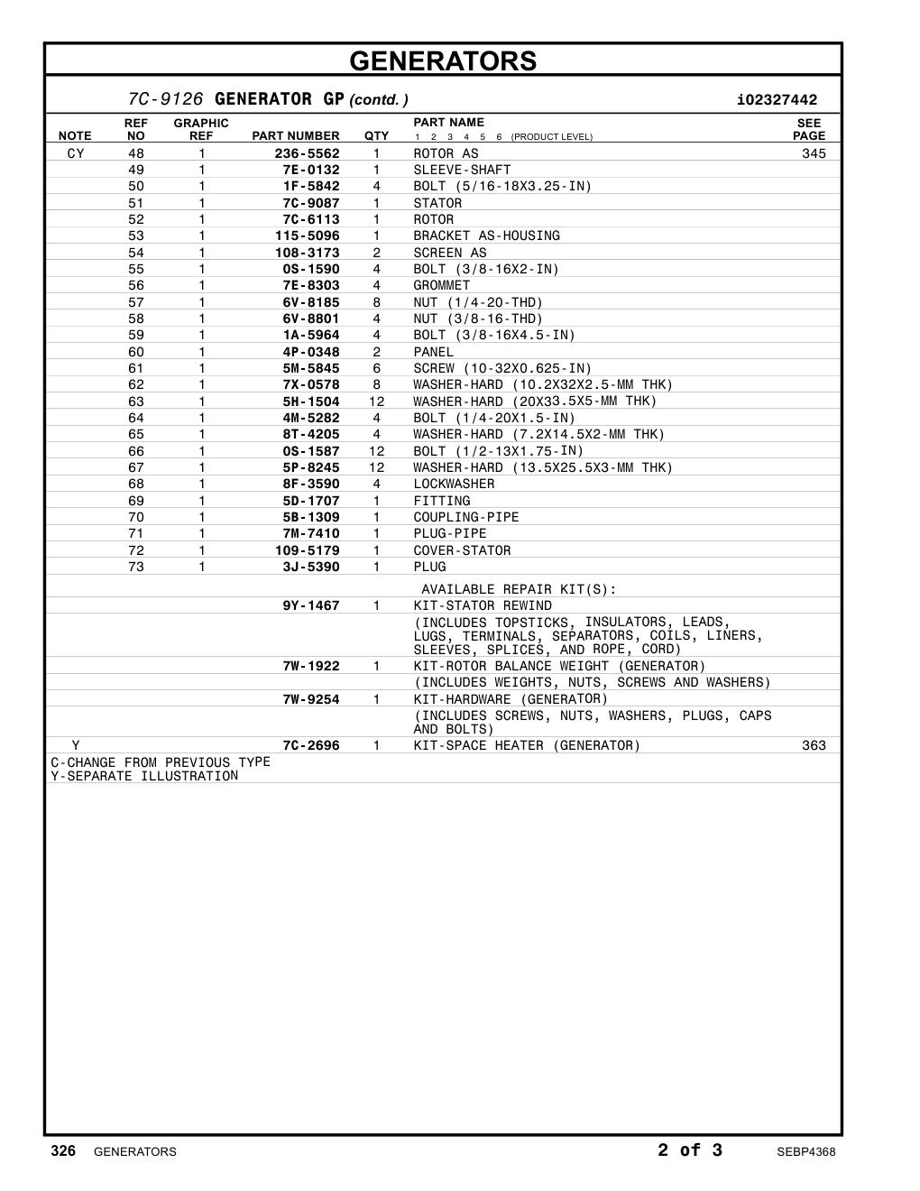 7C-6113 ROTOR CAT parts manual diagram