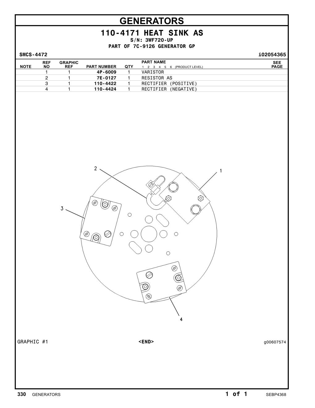 4P-6009 VARISTOR · S/N 3WF720-UP CAT parts manual diagram