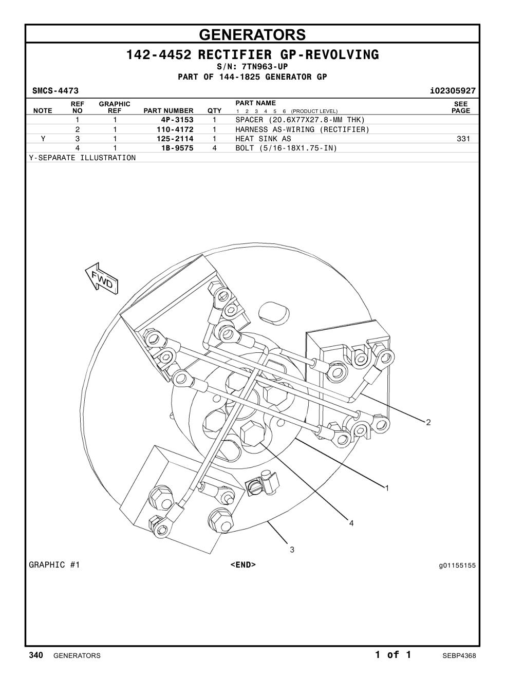 125-2114 HEAT SINK AS · S/N 7TN963-UP CAT parts manual diagram