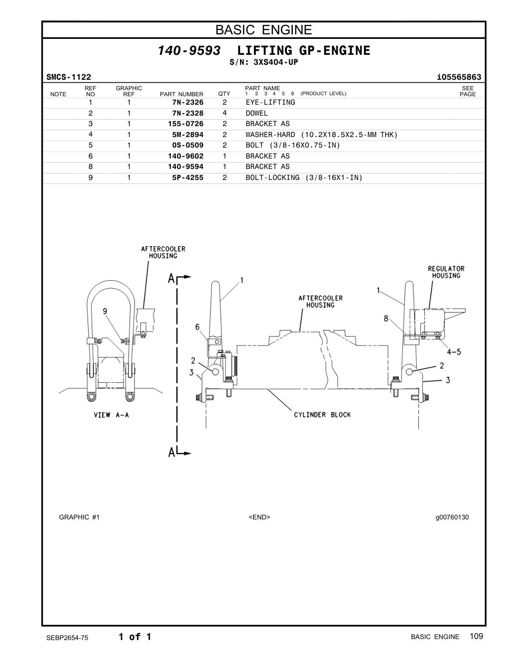 140-9602 BRACKET AS · S/N 3XS404-UP CAT parts manual diagram
