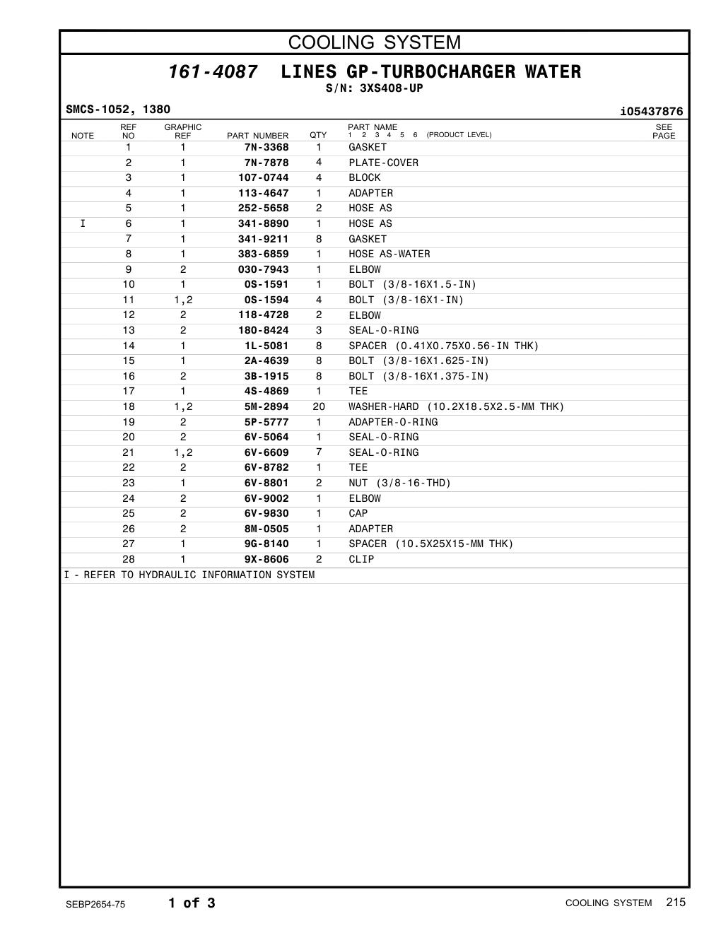 180-8424 SEAL-O-RING · S/N 3XS408-UP CAT parts manual diagram
