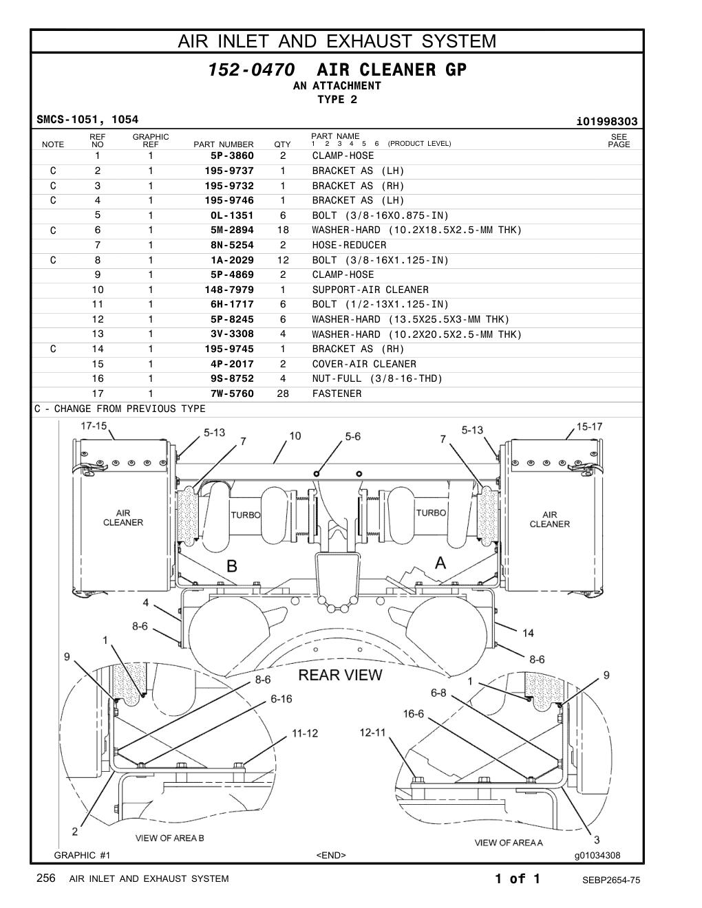 4P-2017 COVER-AIR CLEANER CAT parts manual diagram