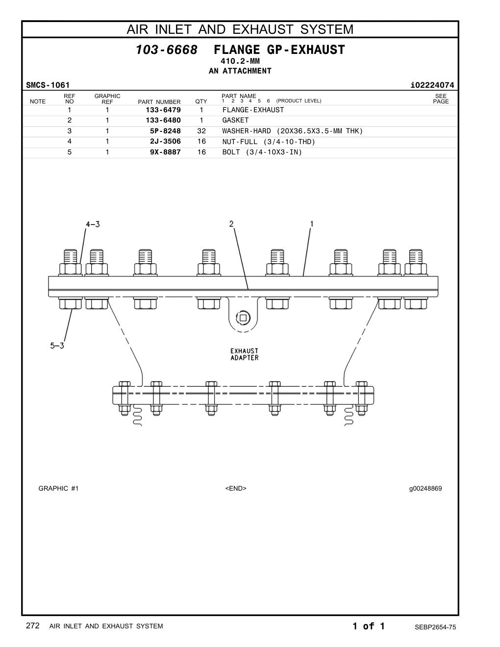 133-6480 GASKET CAT parts manual diagram